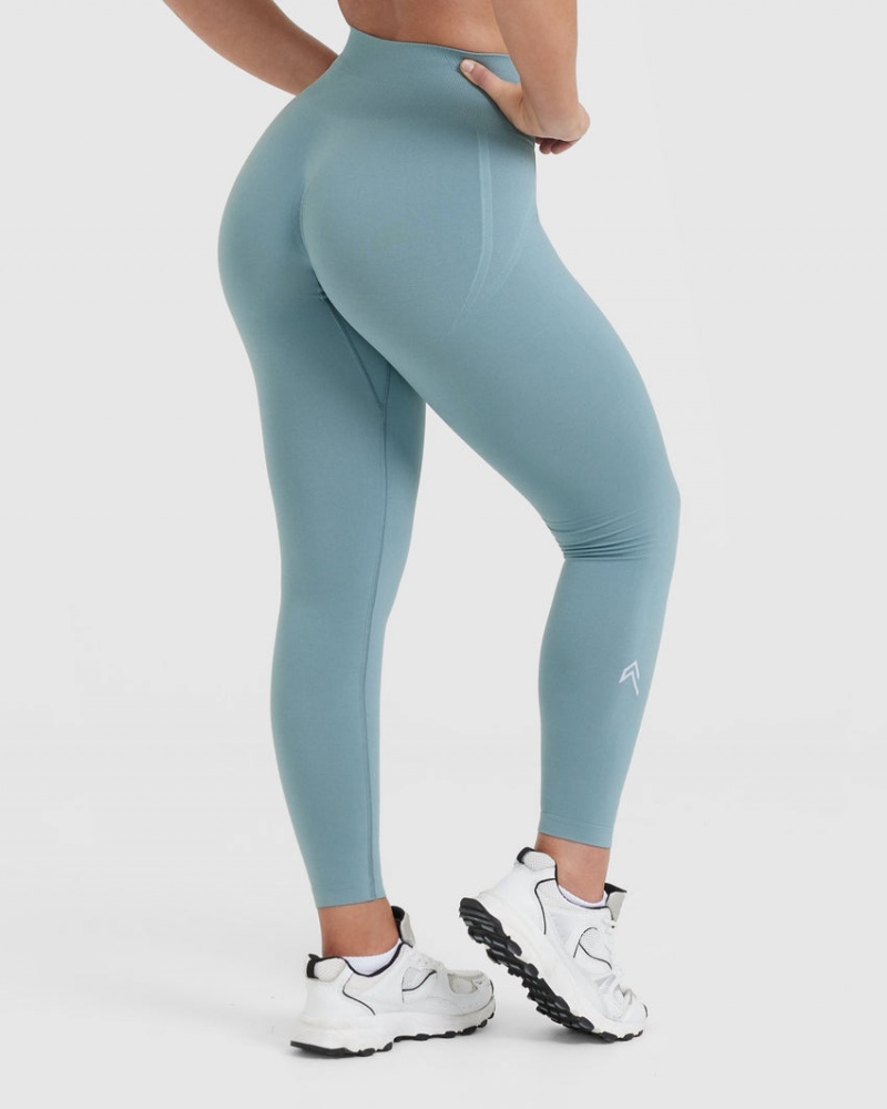 Grey / Blue Oner Active Effortless Seamless Leggings | 64130WEJU