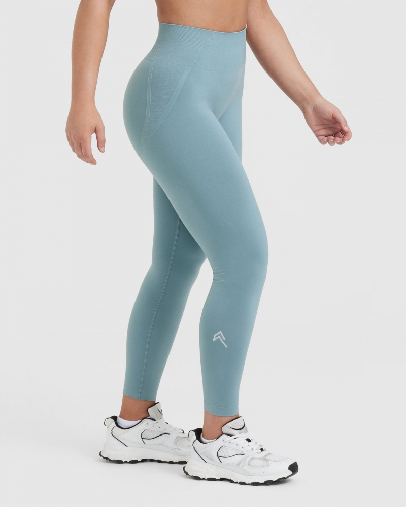 Grey / Blue Oner Active Effortless Seamless Leggings | 64130WEJU