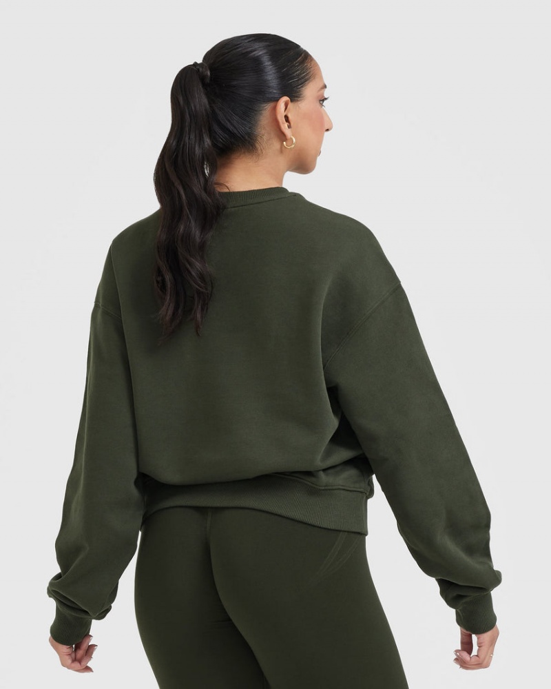 Khaki Oner Active All Day Lightweight Oversized Sweatshirts | 41973ATLF