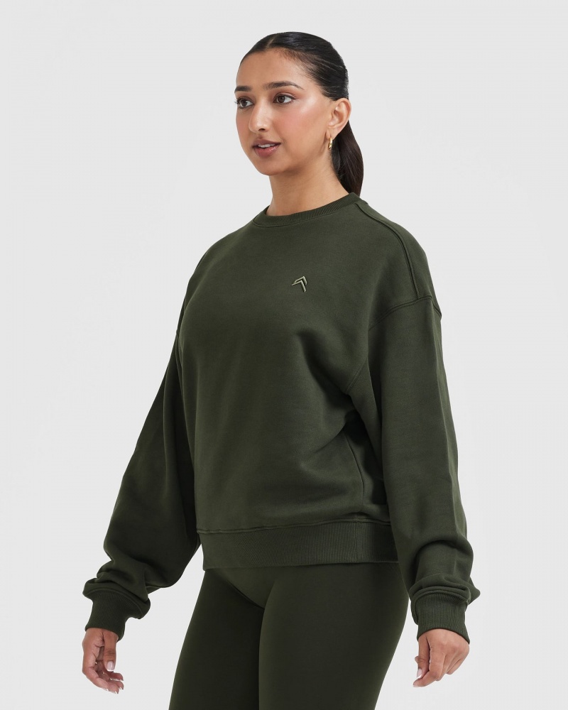 Khaki Oner Active All Day Lightweight Oversized Sweatshirts | 41973ATLF