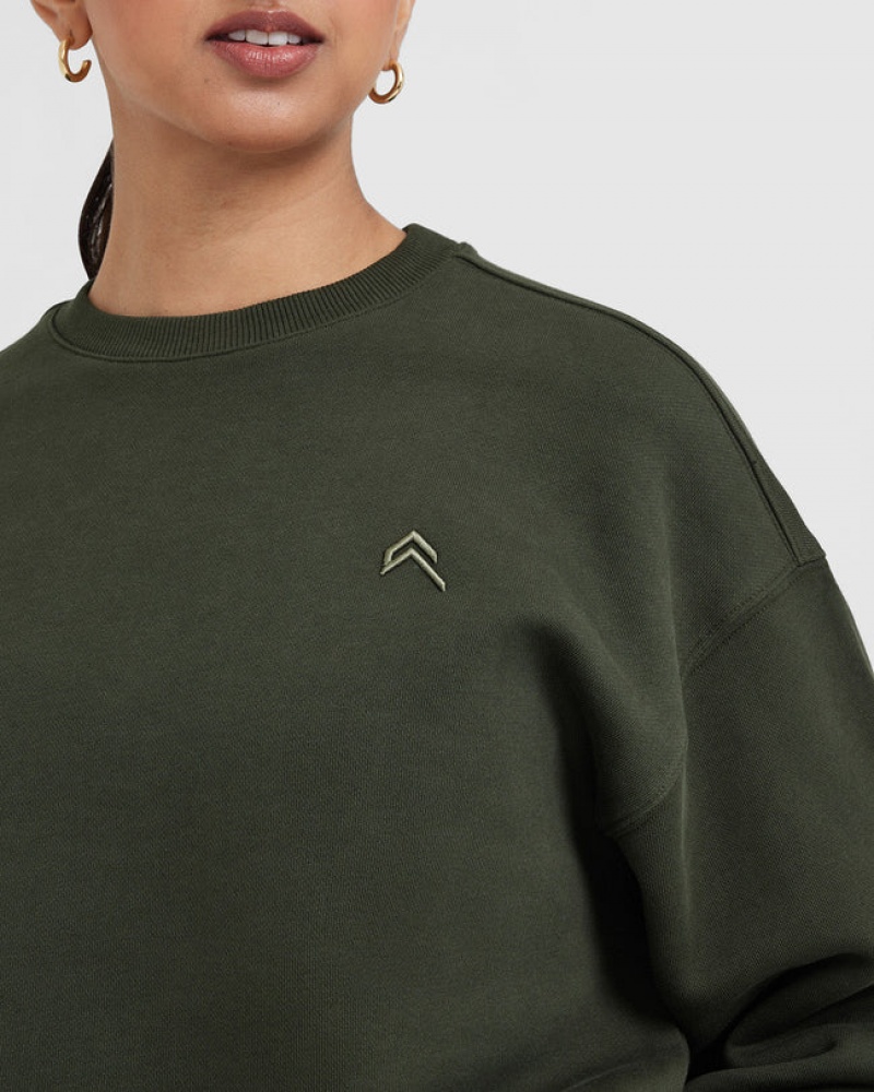 Khaki Oner Active All Day Lightweight Oversized Sweatshirts | 41973ATLF