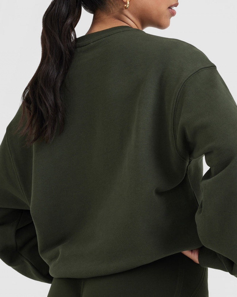 Khaki Oner Active All Day Lightweight Oversized Sweatshirts | 41973ATLF