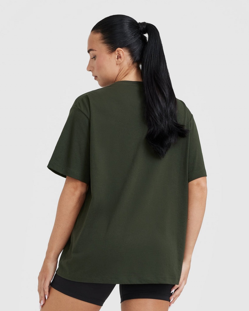 Khaki Oner Active Classic Oversized Lightweight T Shirts | 36104WJZK