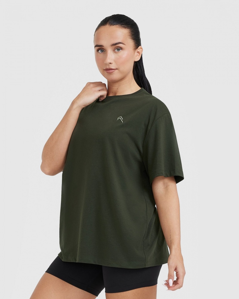 Khaki Oner Active Classic Oversized Lightweight T Shirts | 36104WJZK