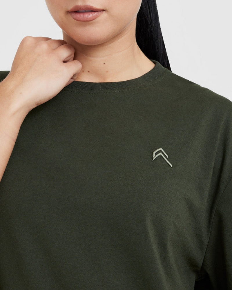 Khaki Oner Active Classic Oversized Lightweight T Shirts | 36104WJZK