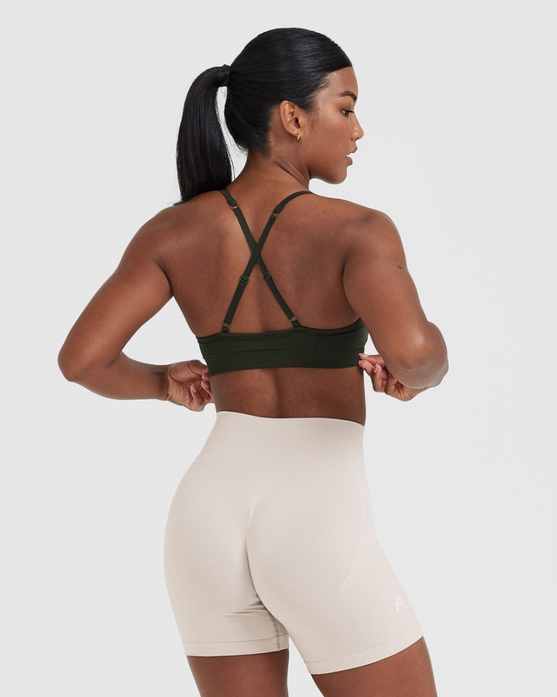 Khaki Oner Active Effortless Strappy Bralette Sports Bras | 48012OSWF