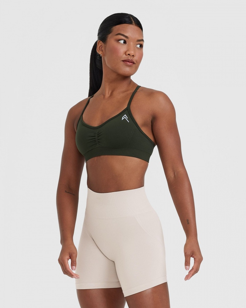 Khaki Oner Active Effortless Strappy Bralette Sports Bras | 48012OSWF