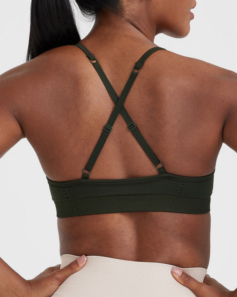 Khaki Oner Active Effortless Strappy Bralette Sports Bras | 48012OSWF