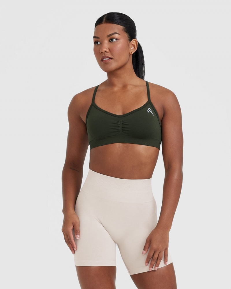 Khaki Oner Active Effortless Strappy Bralette Sports Bras | 48012OSWF