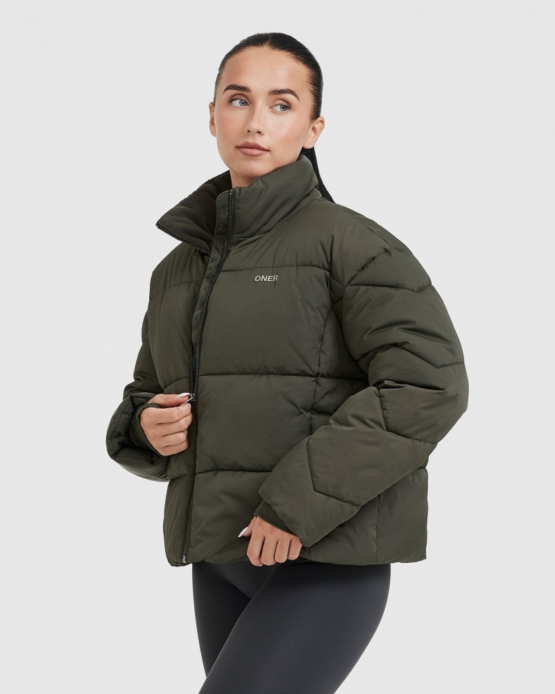 Khaki Oner Active Puffer Jackets | 37621ZCHK