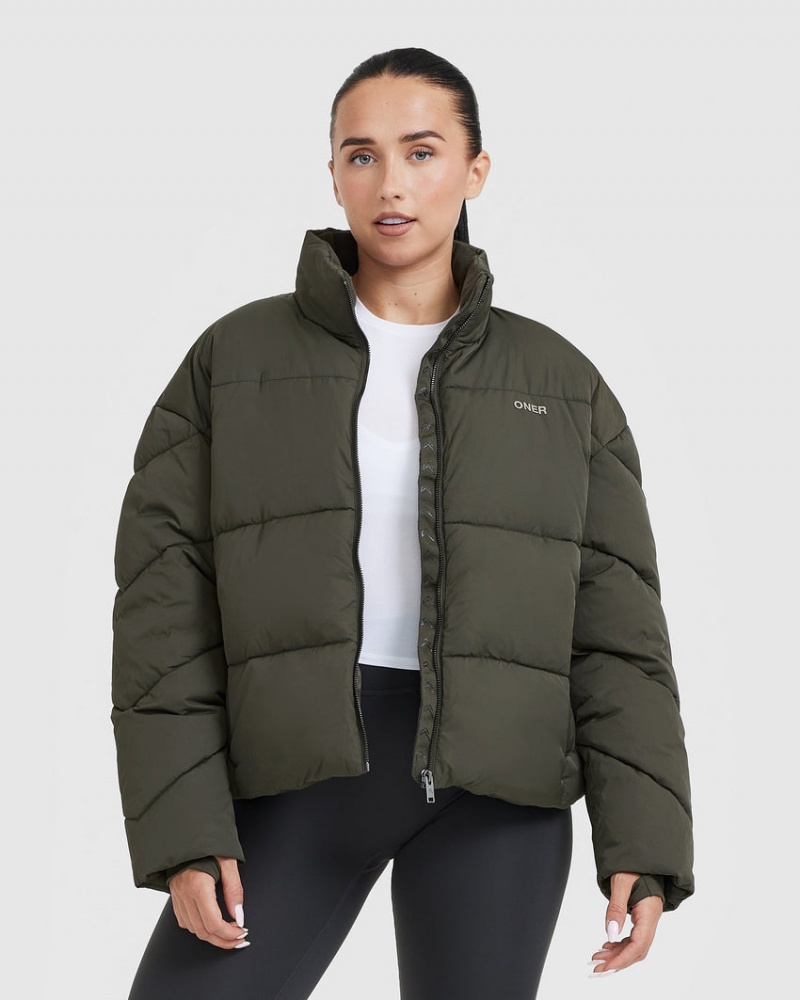 Khaki Oner Active Puffer Jackets | 37621ZCHK