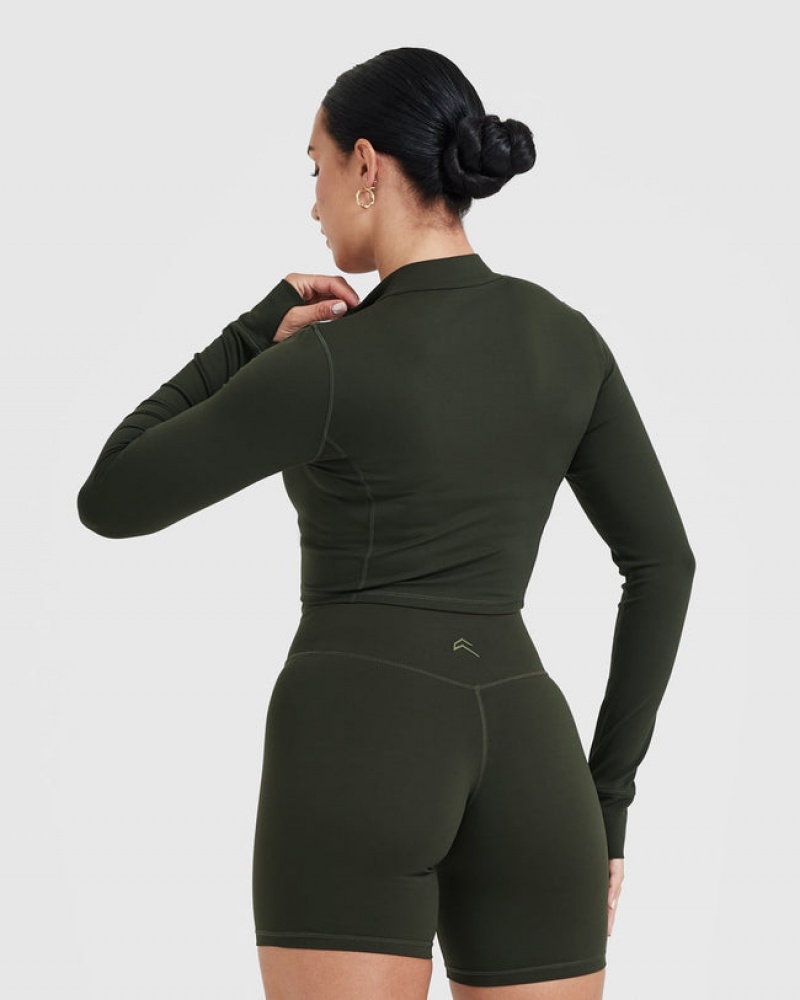 Khaki Oner Active Timeless Crop Jackets | 46892KNMR