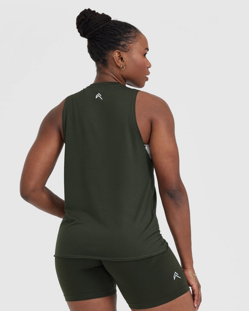 Khaki / Green Oner Active Go To Muscle T Shirts | 96810QUAF