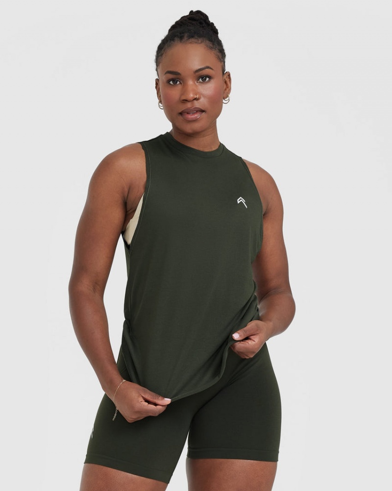 Khaki / Green Oner Active Go To Muscle T Shirts | 96810QUAF