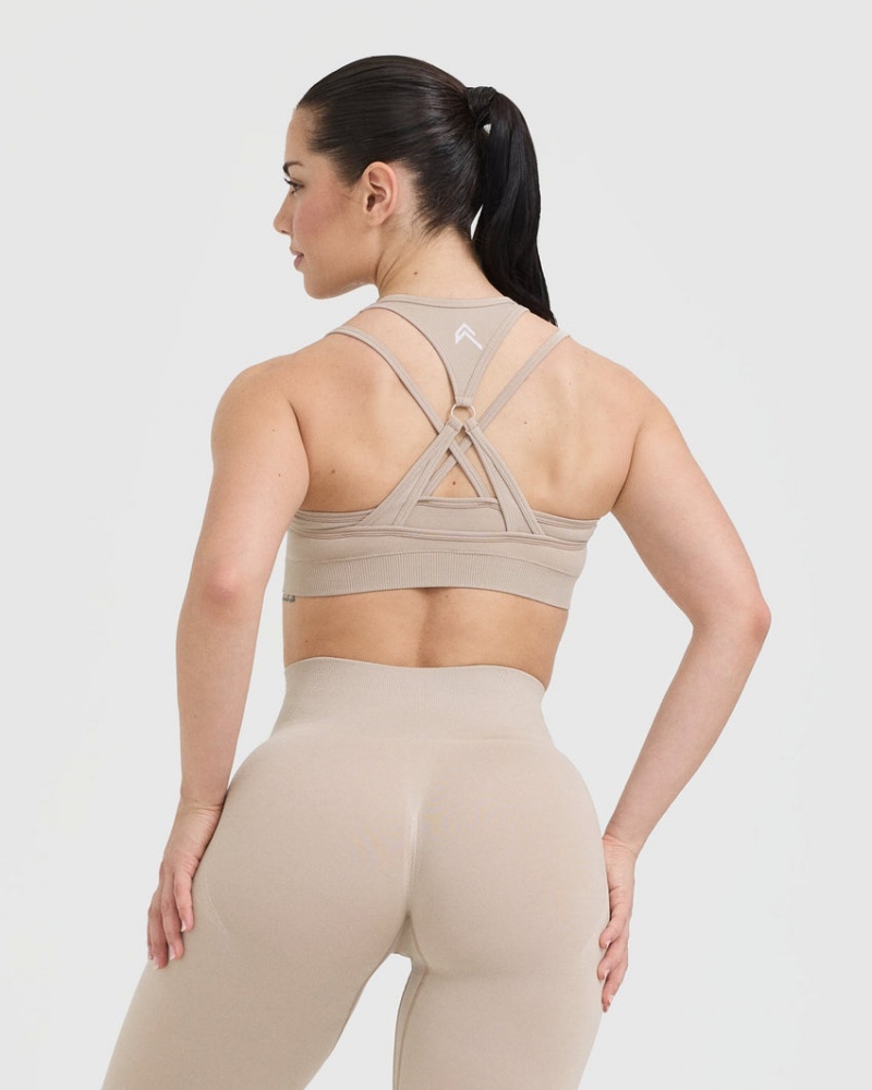 Light Brown Oner Active Effortless Seamless Layered Sports Bras | 16892BZDF