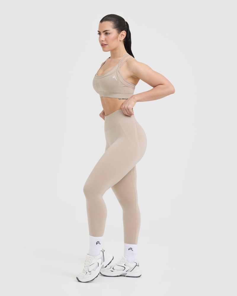 Light Brown Oner Active Effortless Seamless Layered Sports Bras | 16892BZDF