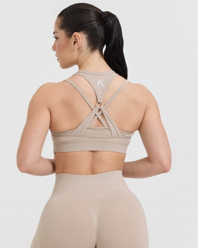 Light Brown Oner Active Effortless Seamless Layered Sports Bras | 16892BZDF