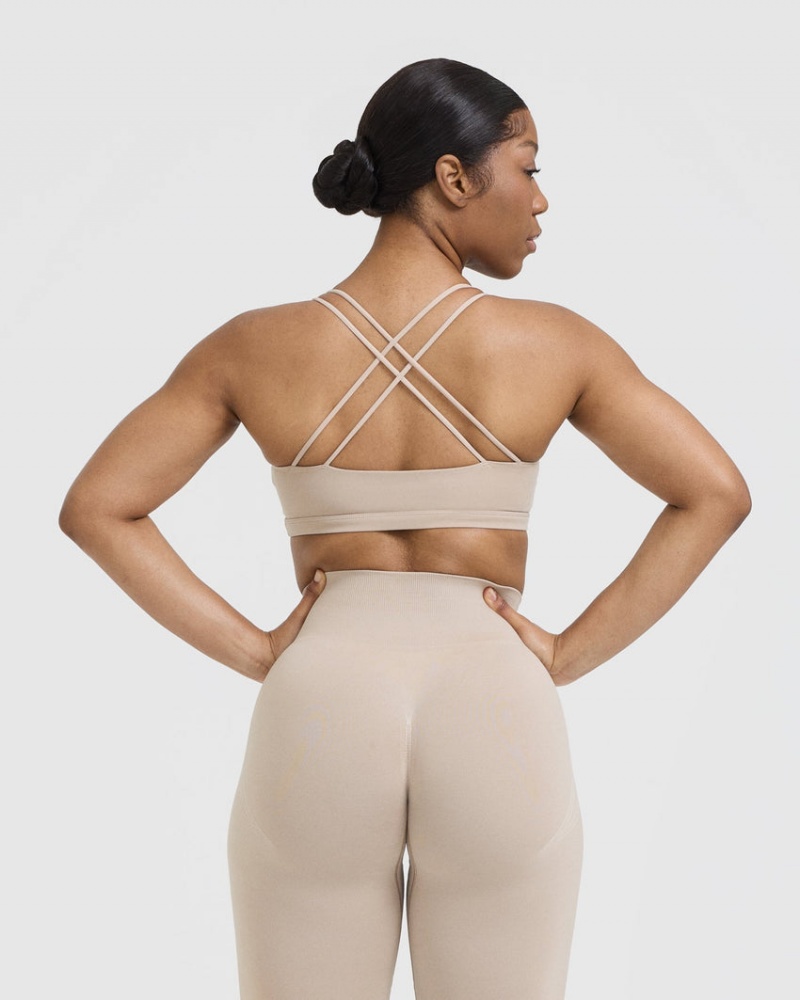 Light Brown Oner Active Everyday Cross Over Bralette Sports Bras | 56081TOAW