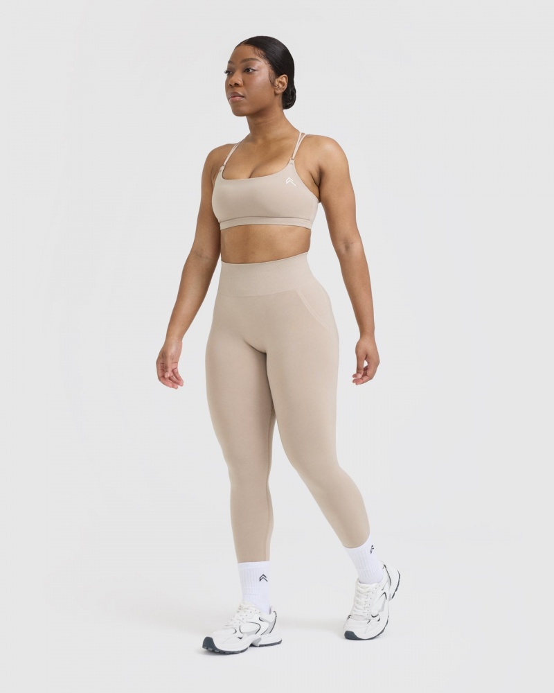 Light Brown Oner Active Everyday Cross Over Bralette Sports Bras | 56081TOAW