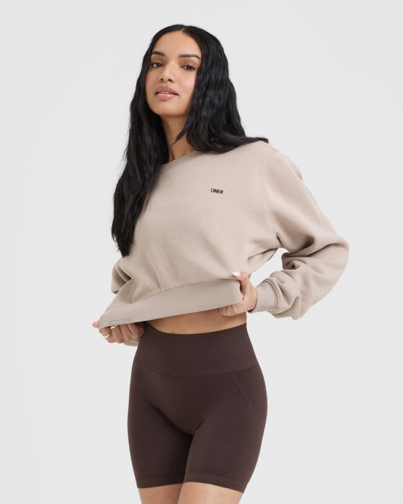 Light Brown Oner Active Foundations Crop Sweatshirts | 43905QWUM