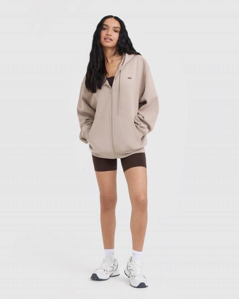 Light Brown Oner Active Foundations Zip Through Hoodie | 35920DIYK