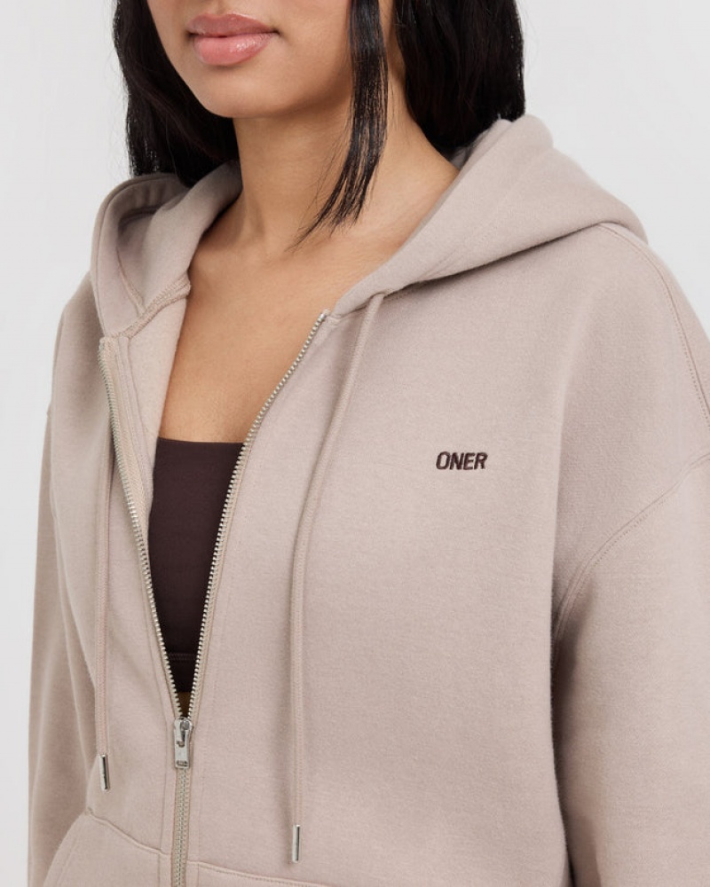 Light Brown Oner Active Foundations Zip Through Hoodie | 35920DIYK