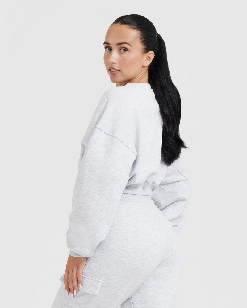 Light Grey Oner Active All Day Lightweight Oversized V-Neck Sweatshirts | 23890KZAY