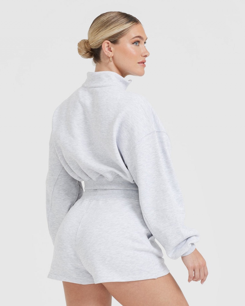 Light Grey Oner Active All Day Lightweight Crop 1/4 Zip Sweatshirts | 90458UKBS