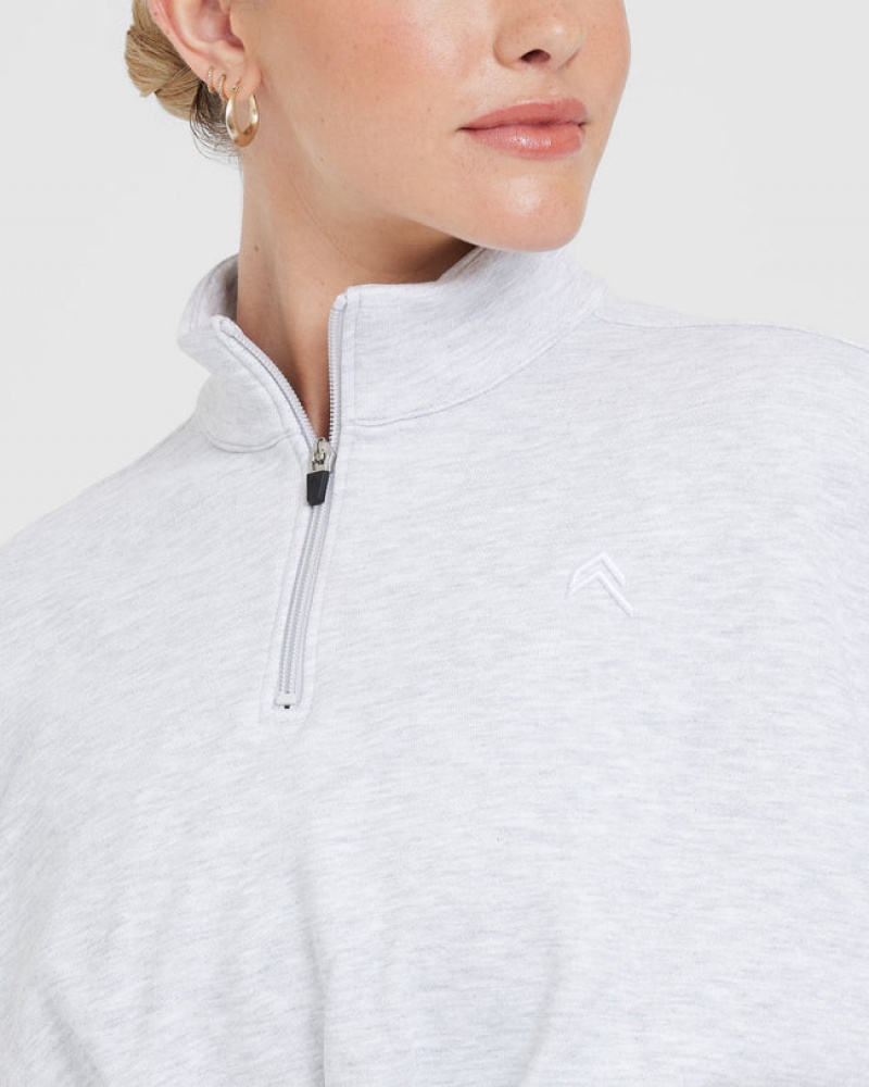 Light Grey Oner Active All Day Lightweight Crop 1/4 Zip Sweatshirts | 90458UKBS