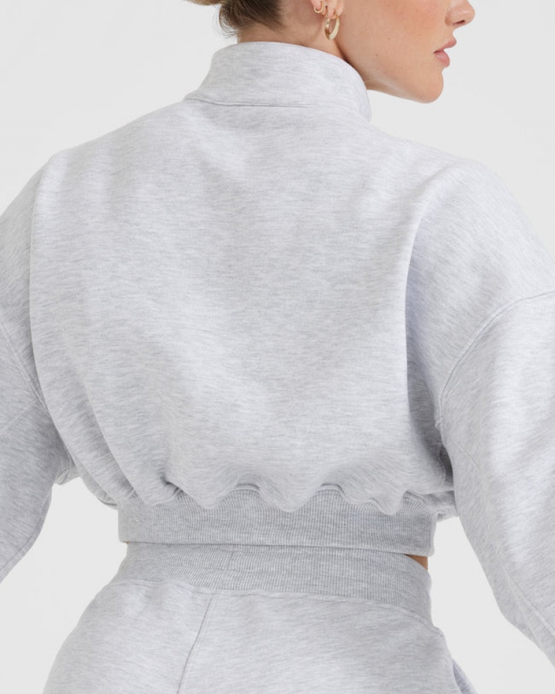 Light Grey Oner Active All Day Lightweight Crop 1/4 Zip Sweatshirts | 90458UKBS