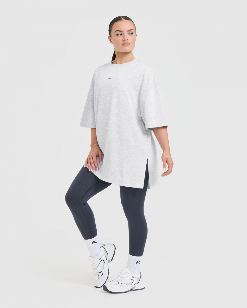 Light Grey Oner Active Classic Oner Graphic Longline T Shirts | 29576YQBE