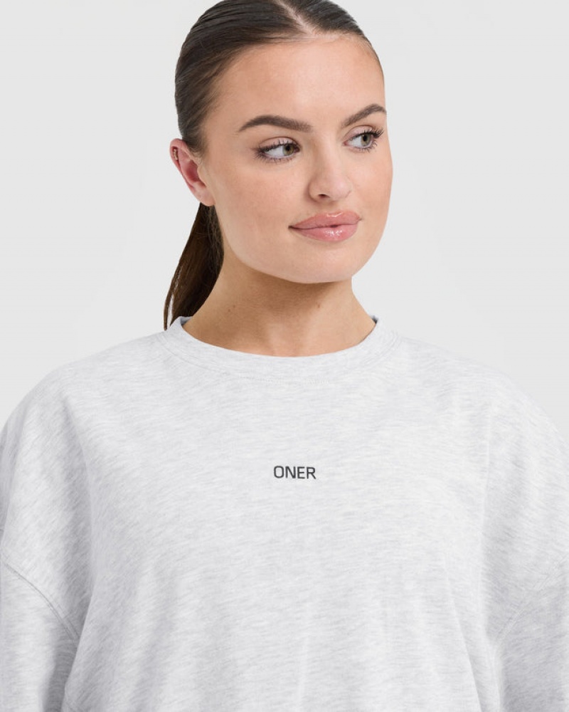 Light Grey Oner Active Classic Oner Graphic Longline T Shirts | 29576YQBE