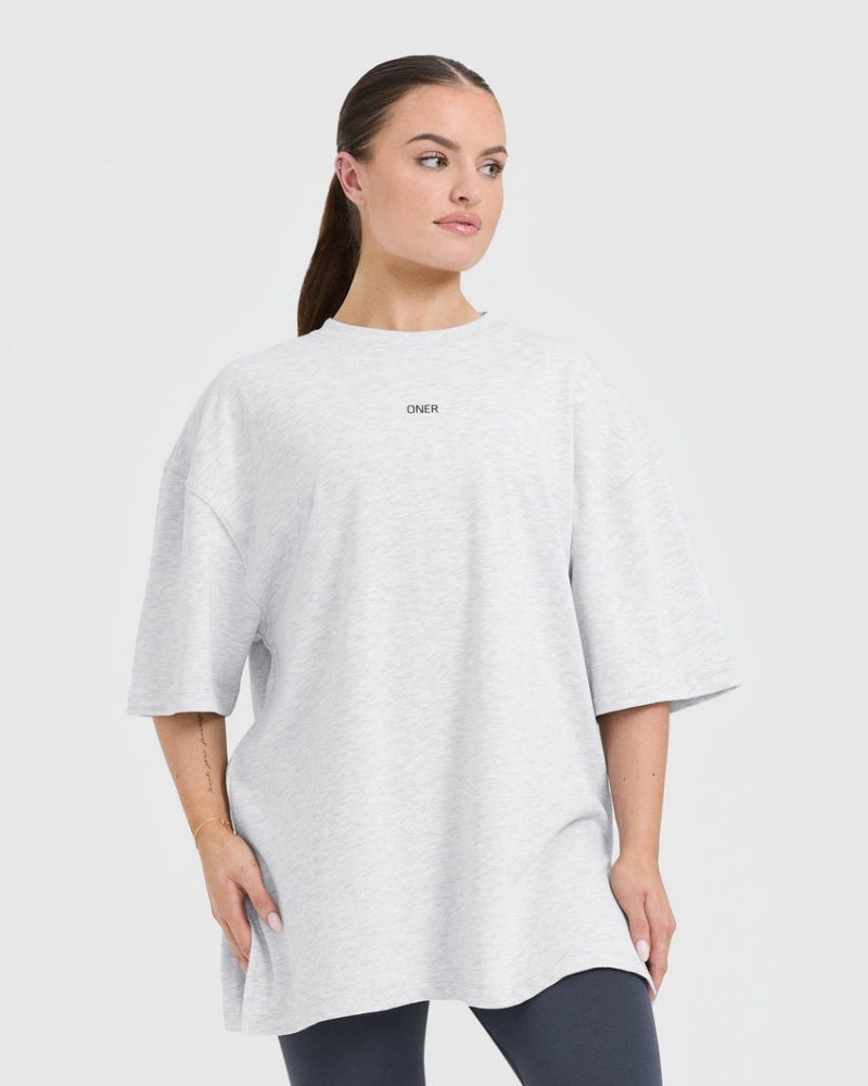 Light Grey Oner Active Classic Oner Graphic Longline T Shirts | 29576YQBE