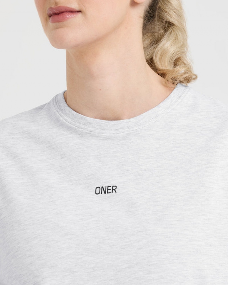 Light Grey Oner Active Classic Oner Graphic Oversized Lightweight T Shirts | 86297AWST