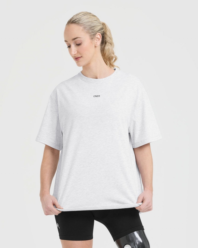 Light Grey Oner Active Classic Oner Graphic Oversized Lightweight T Shirts | 86297AWST