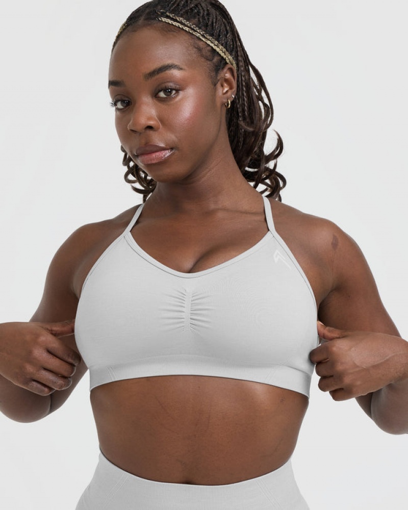 Light Grey Oner Active Effortless Strappy Bralette Sports Bras | 92841RGCK