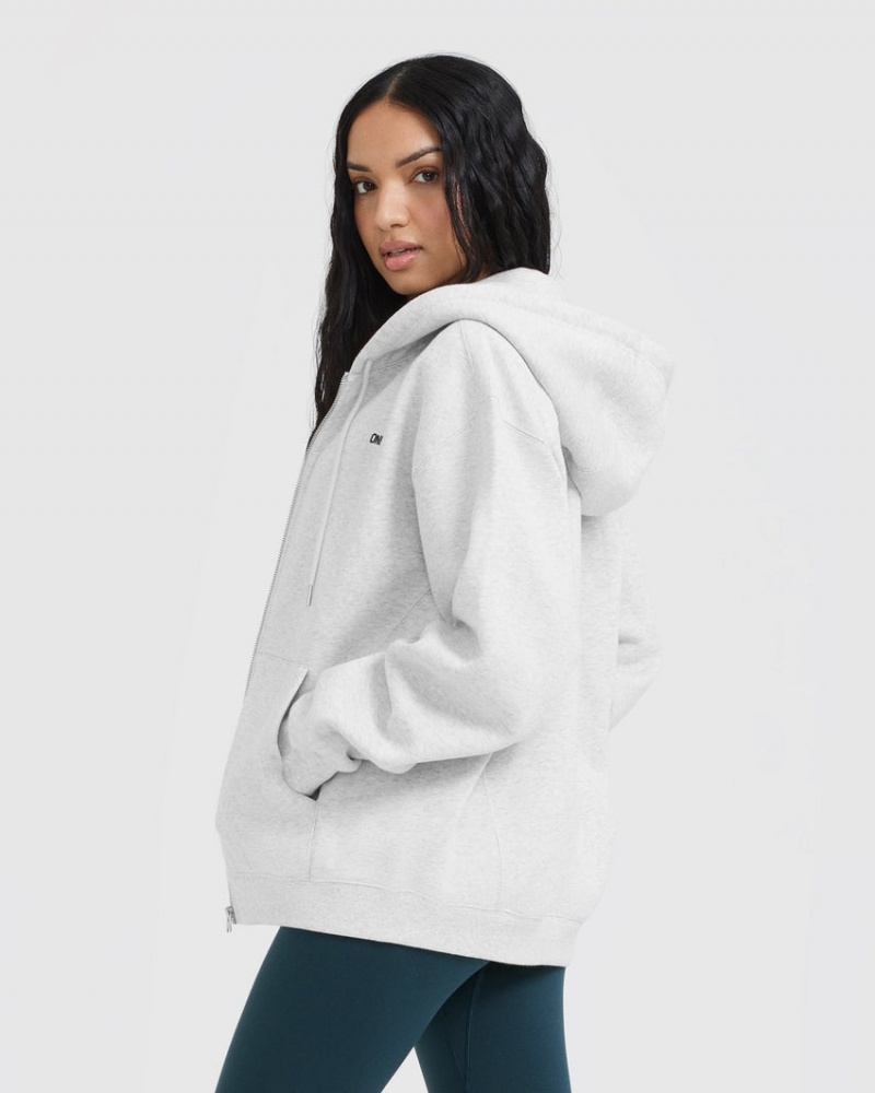 Light Grey Oner Active Foundations Zip Through Hoodie | 07195HSVD