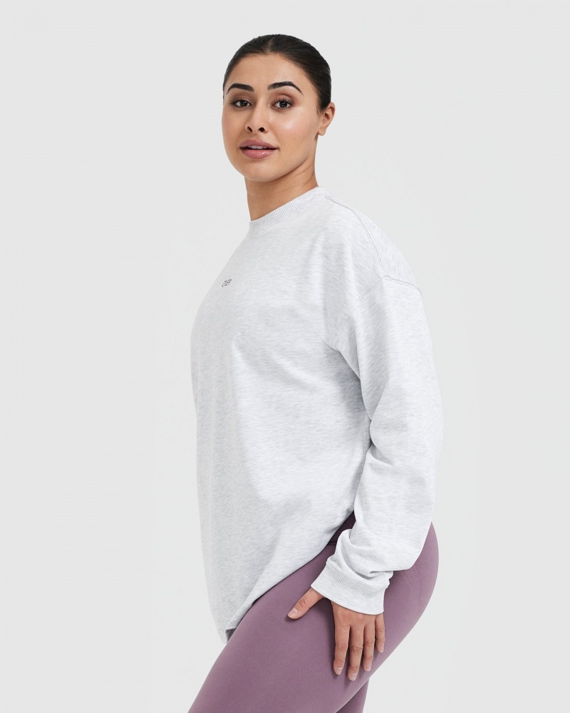 Light Grey Oner Active Raising The Bar Graphic Unisex Long Sleeve T Shirts | 80675DMLR