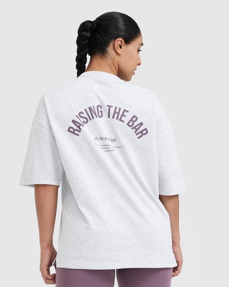 Light Grey Oner Active Raising The Bar Graphic Unisex T Shirts | 52140BIKT