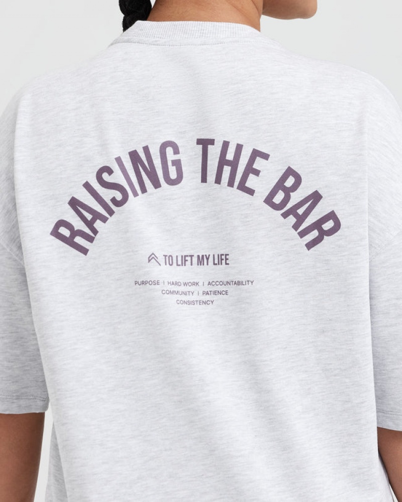 Light Grey Oner Active Raising The Bar Graphic Unisex T Shirts | 52140BIKT