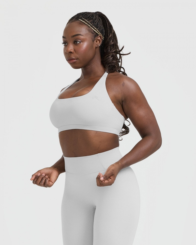 Light Grey Oner Active Timeless Square Neck Sports Bras | 56320RQWT