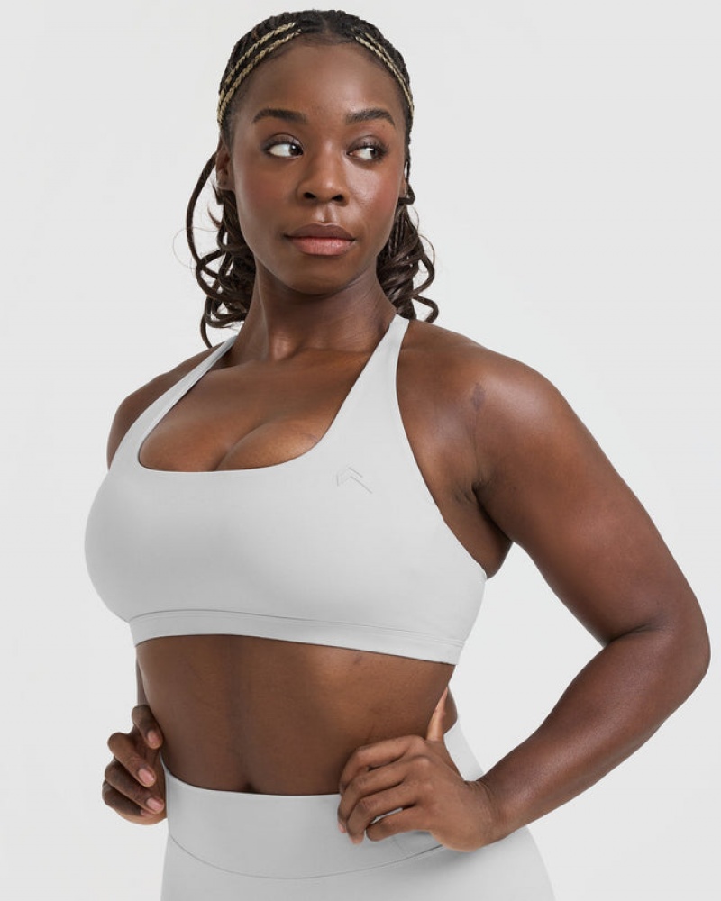 Light Grey Oner Active Timeless Square Neck Sports Bras | 56320RQWT