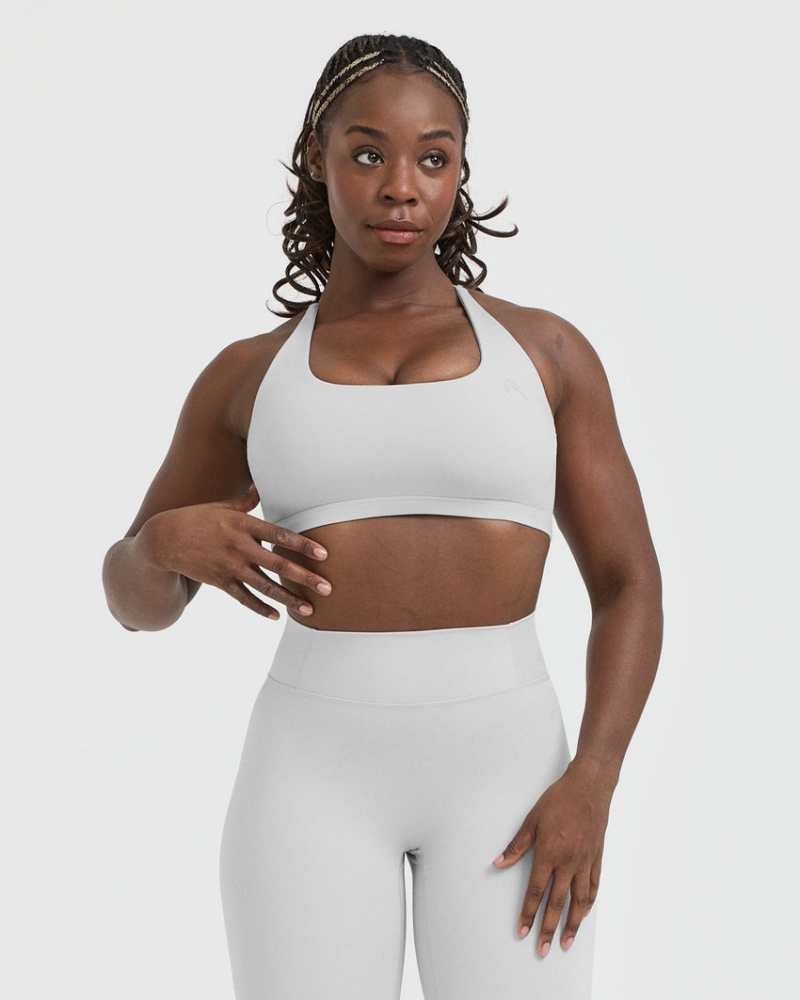 Light Grey Oner Active Timeless Square Neck Sports Bras | 56320RQWT