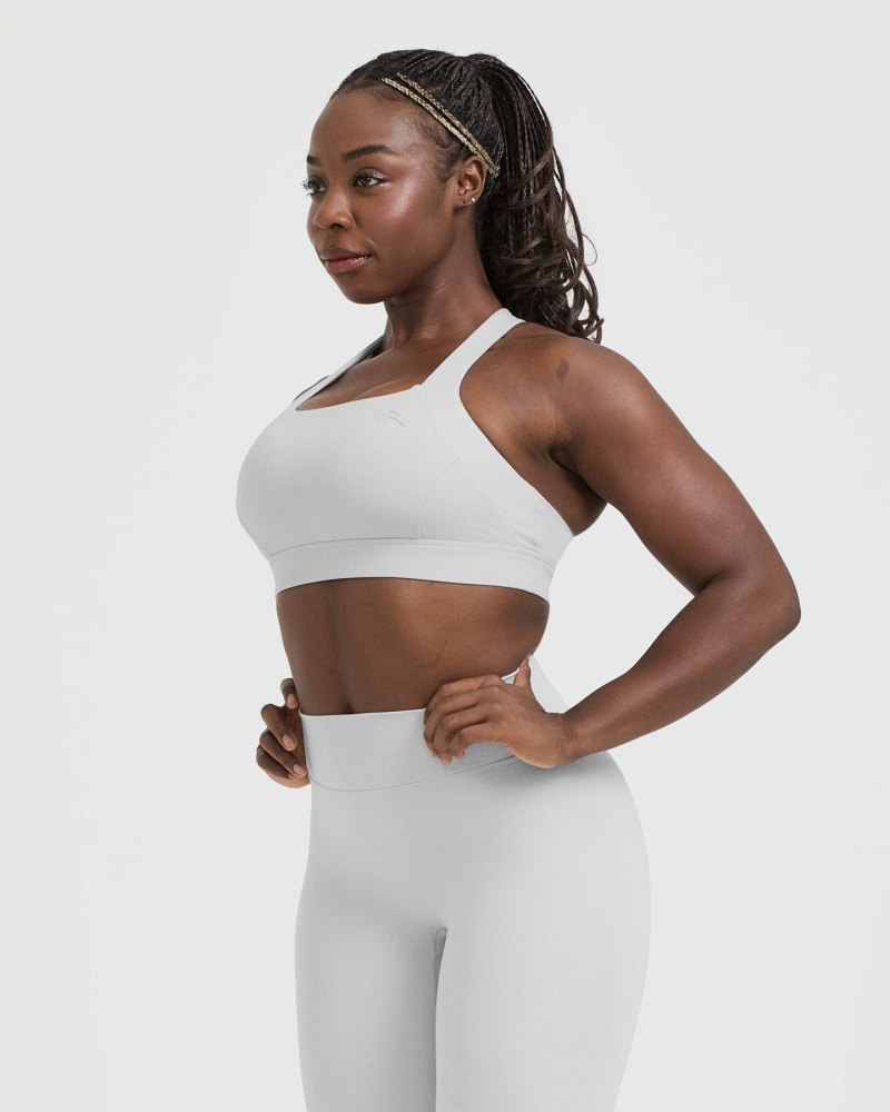 Light Grey Oner Active Timeless Wide Strap Sports Bras | 79302GUPA