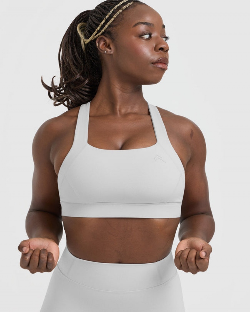 Light Grey Oner Active Timeless Wide Strap Sports Bras | 79302GUPA