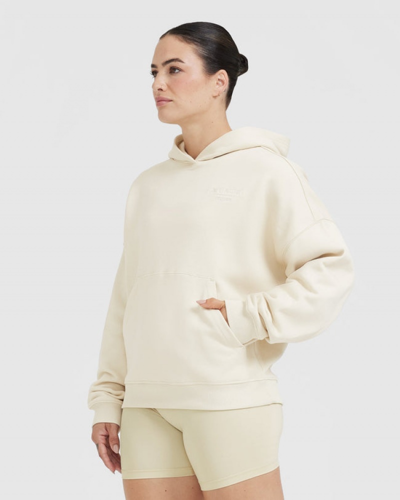 Light Yellow Oner Active All Day Est 2020 Oversized Hoodie | 56734AXIO