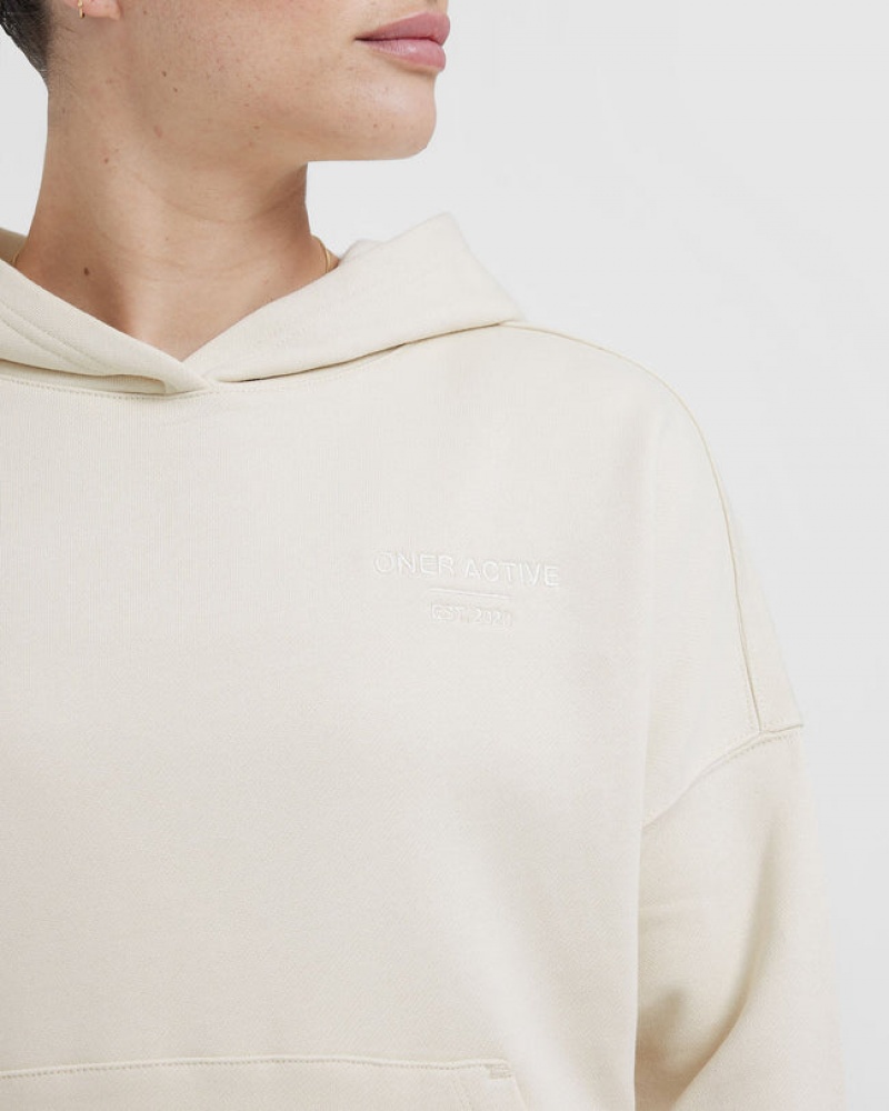 Light Yellow Oner Active All Day Est 2020 Oversized Hoodie | 56734AXIO