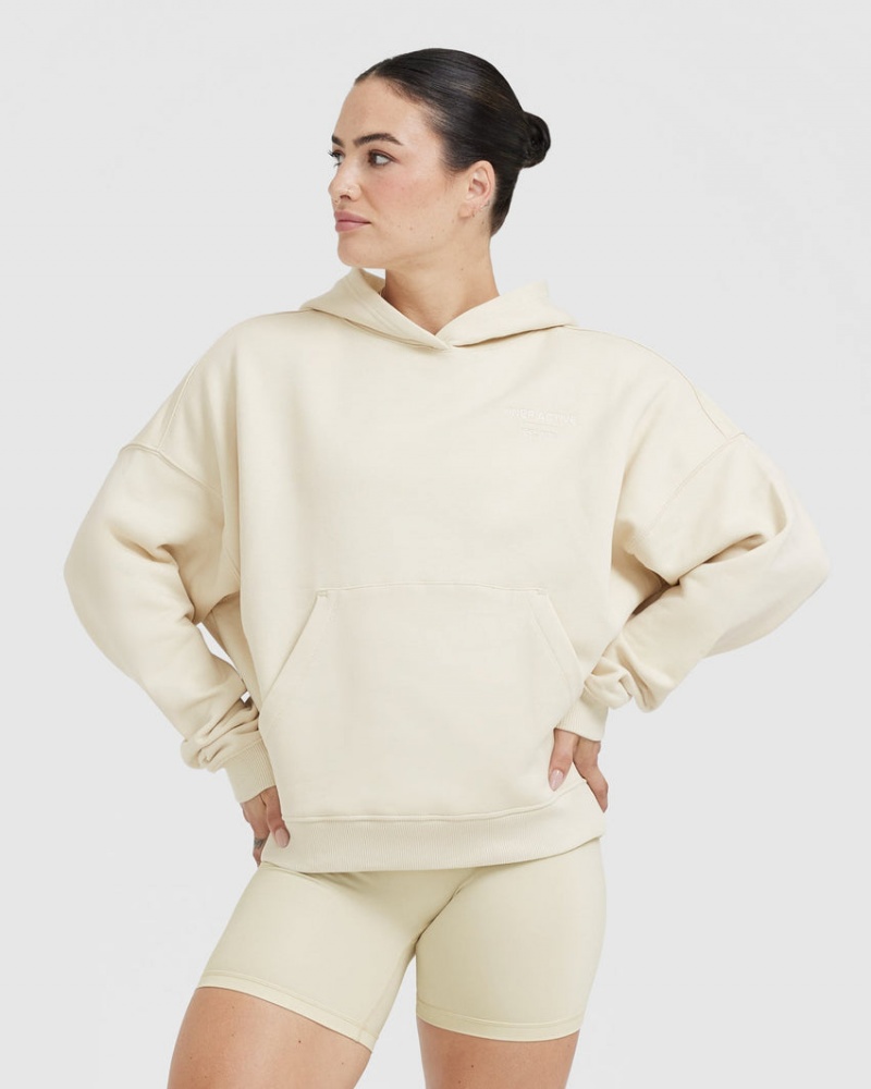 Light Yellow Oner Active All Day Est 2020 Oversized Hoodie | 56734AXIO