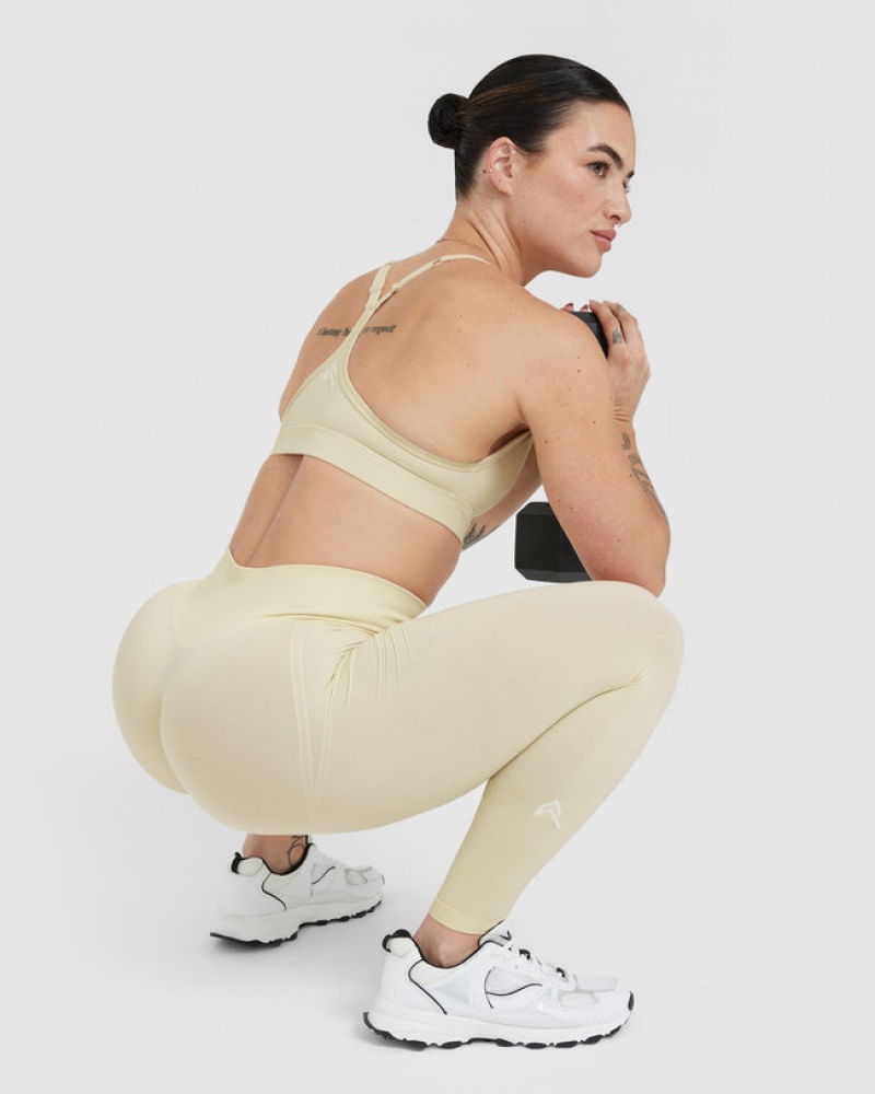 Light Yellow Oner Active Effortless Seamless Leggings | 10724BCJQ