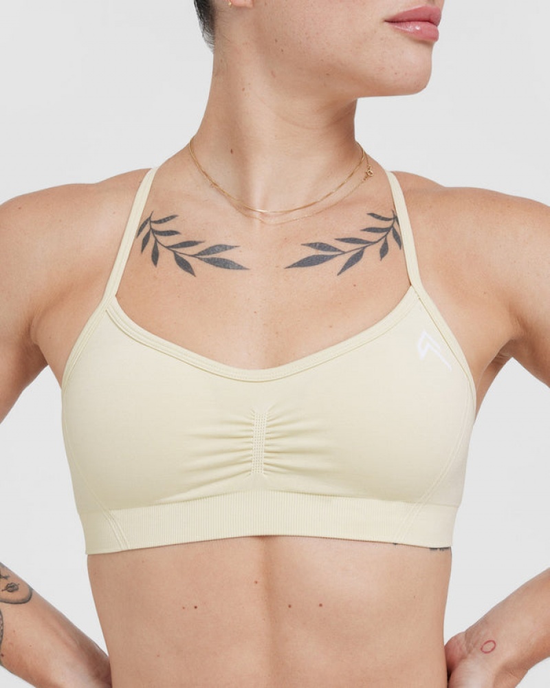 Light Yellow Oner Active Effortless Strappy Bralette Sports Bras | 87510SIVE